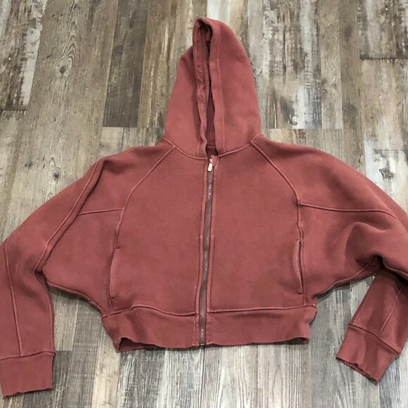 Lululemon Thick Fleece Full Zip Hoodie Womens Size 10 Smoky Red - Picture 1 of 7